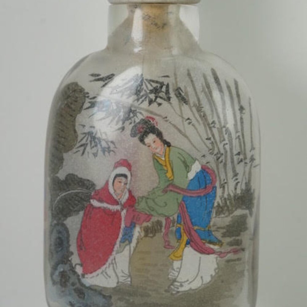 Vintage CHINESE REVERSE ART HAND-PAINTED SNUFF/PURFUME BOTTLE